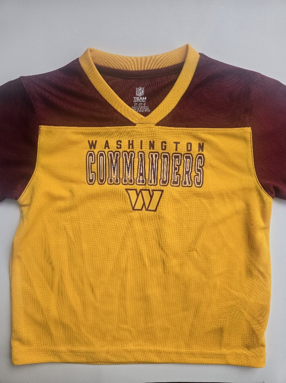 NFL Team Apparel Washington Commanders Yellow and Burgundy Kids Jersey Top